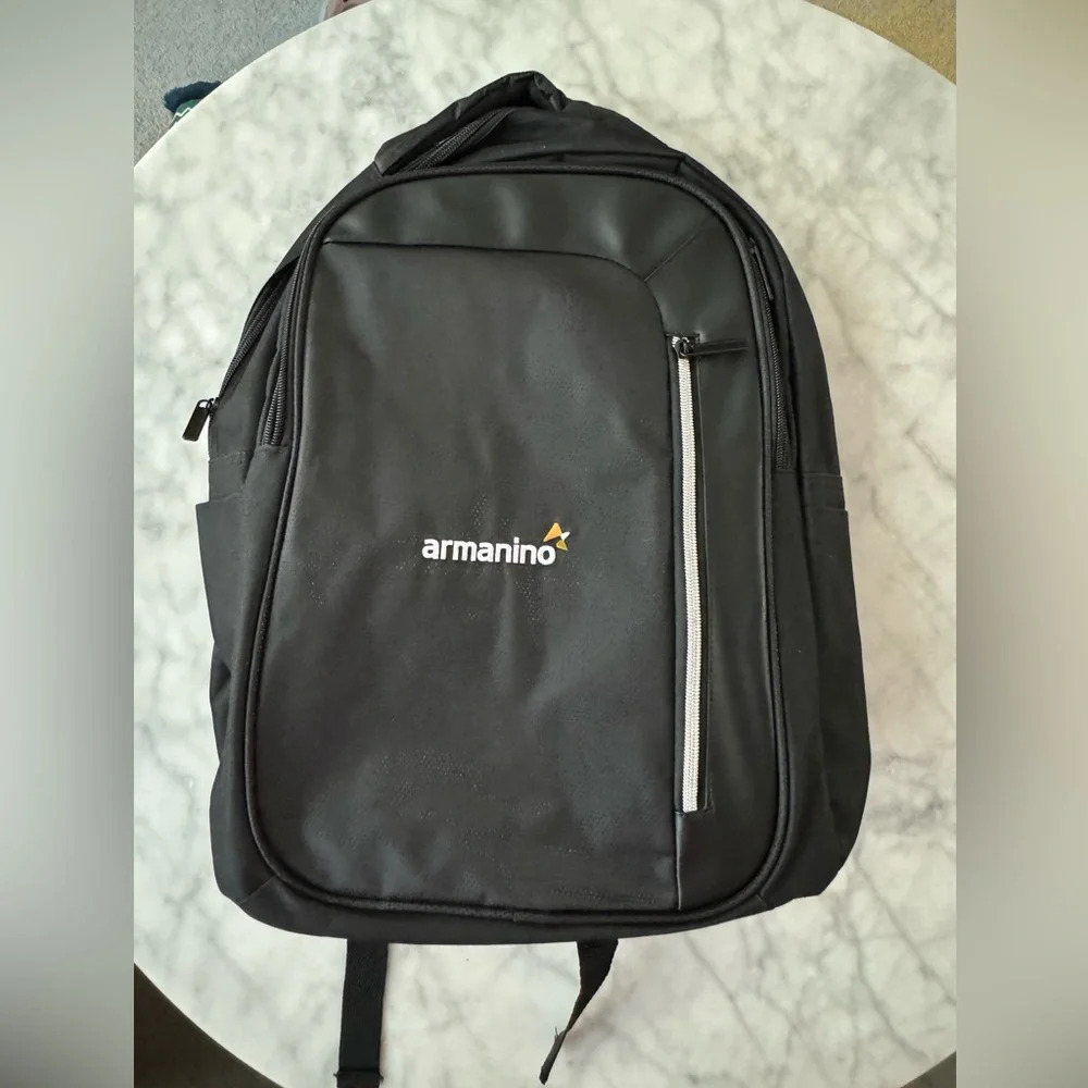 Black Backpack with 3 compartments for stuff NWOT 12x17x4